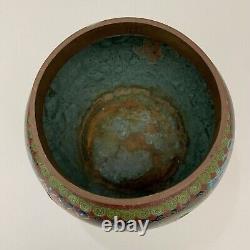 Antique 19th Century Meiji Cloisonne Japanese Enamel Small Metal Floral Vase