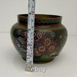 Antique 19th Century Meiji Cloisonne Japanese Enamel Small Metal Floral Vase