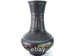 Antique 19th Original Large Japanese Champleve cloisonne Vase 12