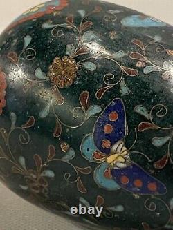 Antique 5 Japanese Cloisonne Vase with Butterflies Motif