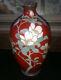 Antique 6 Camellia Japanese Meiji Period Cloisonne Vase