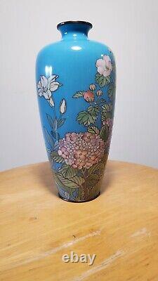 Antique 7.5 Japanese Meiji Era Cloisonne Enamel Vase Signed by Artist Pre 1900s