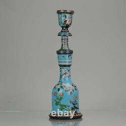 Antique Bronze / Copper Cloisonne Vase/Hookah Base Japan 19C Meiji Bird
