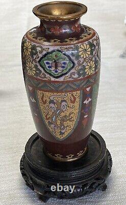 Antique Bronze Floral Toned Japanese Cloisonné Vase from 1846-1923