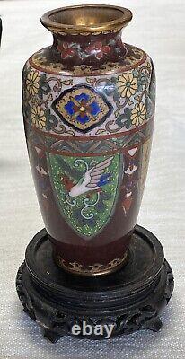 Antique Bronze Floral Toned Japanese Cloisonné Vase from 1846-1923