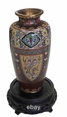 Antique Bronze Floral Toned Japanese Cloisonné Vase from 1846-1923