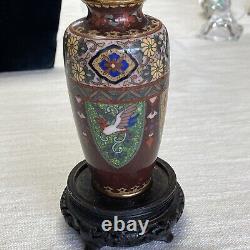 Antique Bronze Floral Toned Japanese Cloisonné Vase from 1846-1923