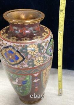 Antique Bronze Floral Toned Japanese Cloisonné Vase from 1846-1923