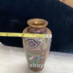 Antique Bronze Floral Toned Japanese Cloisonné Vase from 1846-1923