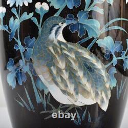 Antique CLOISONNE Vase Pot 7.2 inch tall Bird & Flower Pattern Japanese