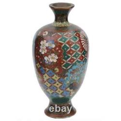 Antique Chinese Cloisonne Enamel Over Brass Vase