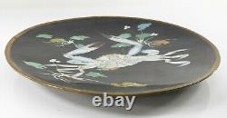 Antique Chinese Japanese Cloisonne Charger Art Deco Crab 20th Century