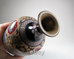Antique Chinese or Japanese Cloisonné Enamel Vase 9.5 with Phoenix Dragons