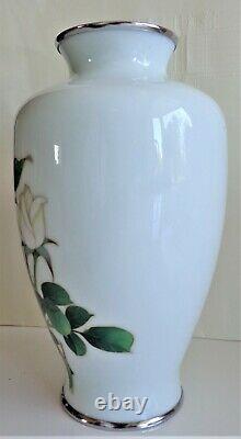Antique Cloisonne Vase Signed By Ando Jubei Wireless & Reduced Wire Roses Mint