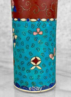 Antique Early Japanese Cloisonne Turquoise Enamel Brush Pot Vase