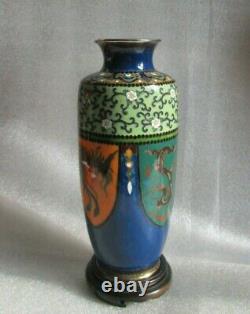Antique Fine JAPANESE ENAMEL CLOISONNE Meiji Era Vase HO HO Phoenix Dragon