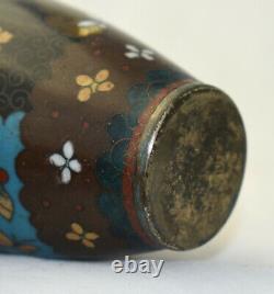 Antique Japan Meiji Cloisonne Vase Enamel Mica Metallurgy Japanese Tapestry Art