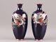 Antique Japan Meiji Era Pair Of Cloisonne Vase Dragon H4.8