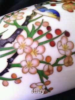 Antique Japanese Ando Jubei cloisonne Cherry Blossom Bamboo vase 7.5 ca. 1910