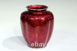 Antique Japanese Ando Studio Cloisonne Vase Ginbari Pigeon Blood Signed