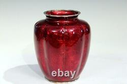 Antique Japanese Ando Studio Cloisonne Vase Ginbari Pigeon Blood Signed