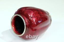 Antique Japanese Ando Studio Cloisonne Vase Ginbari Pigeon Blood Signed