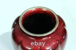 Antique Japanese Ando Studio Cloisonne Vase Ginbari Pigeon Blood Signed