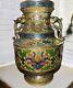 Antique Japanese Bronze Champleve Cloisonné Enamel Vase Dragon Handle 12