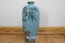Antique Japanese CLOISONNE Enamel Bamboo Flowers Vase
