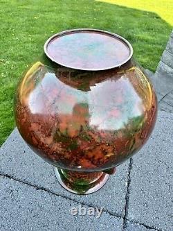 Antique Japanese Champleve Bronze Enamel Cloisonne Vase Urn 11 Double Handle