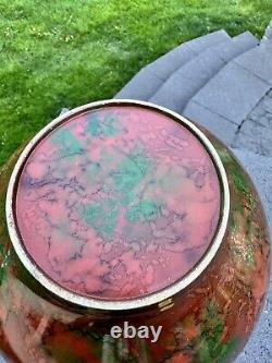 Antique Japanese Champleve Bronze Enamel Cloisonne Vase Urn 11 Double Handle