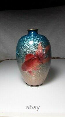 Antique Japanese Chinese Silver Enamel Ginbari Cabinet Vase with Great Artist Sg