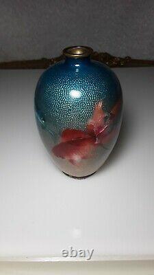 Antique Japanese Chinese Silver Enamel Ginbari Cabinet Vase with Great Artist Sg
