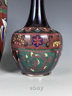 Antique Japanese Cloisonne 3 Piece Garniture Vases Deco 1920s