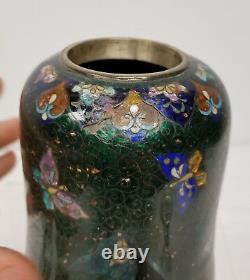 Antique Japanese Cloisonne Art Nouveau Style Vase Damaged As Is Copper Iris