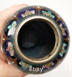 Antique Japanese Cloisonne Art Nouveau Style Vase Damaged As Is Copper Iris