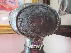 Antique Japanese Cloisonne Bronze Meiji Period Vase