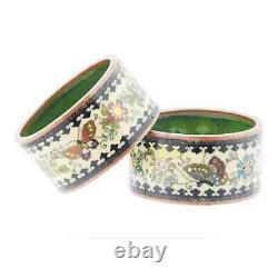 Antique Japanese Cloisonne Butterfly Napkin Rings