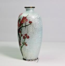 Antique Japanese Cloisonné Cherry Blossom Guilloche Cabinet Vase