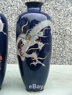 Antique Japanese Cloisonne Dragon Vases High Quality