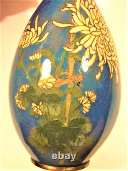 Antique Japanese Cloisonne Enamel 5 Cabinet Vase Mum Butterfly Sosuke Style XC