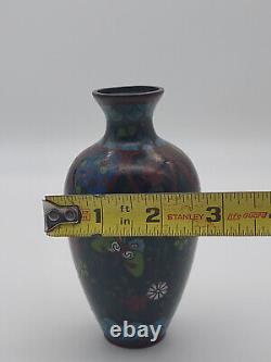 Antique Japanese Cloisonne Enamel 5 Vase Possibly Meiji Flowers Butterflies