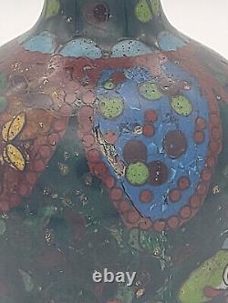 Antique Japanese Cloisonne Enamel 5 Vase Possibly Meiji Flowers Butterflies