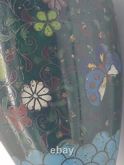 Antique Japanese Cloisonne Enamel 5 Vase Possibly Meiji Flowers Butterflies