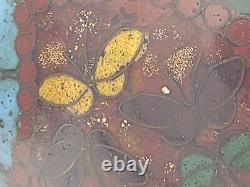 Antique Japanese Cloisonne Enamel 5 Vase Possibly Meiji Flowers Butterflies