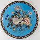 Antique Japanese Cloisonne Enamel Charger With Cranes And Flowers, Restored