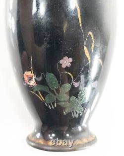 Antique Japanese Cloisonne Enamel Floral Vase Bronze Chrysanthemum As Is Damaged