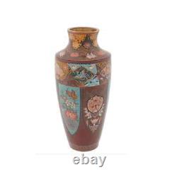 Antique Japanese Cloisonne Enamel Gold Stone Vase
