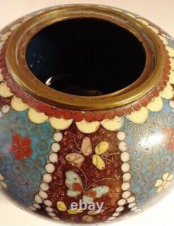 Antique Japanese Cloisonne Enamel Goldstone on Bronze Lidded 4 Box Butterflies