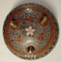 Antique Japanese Cloisonne Enamel Goldstone on Bronze Lidded 4 Box Butterflies